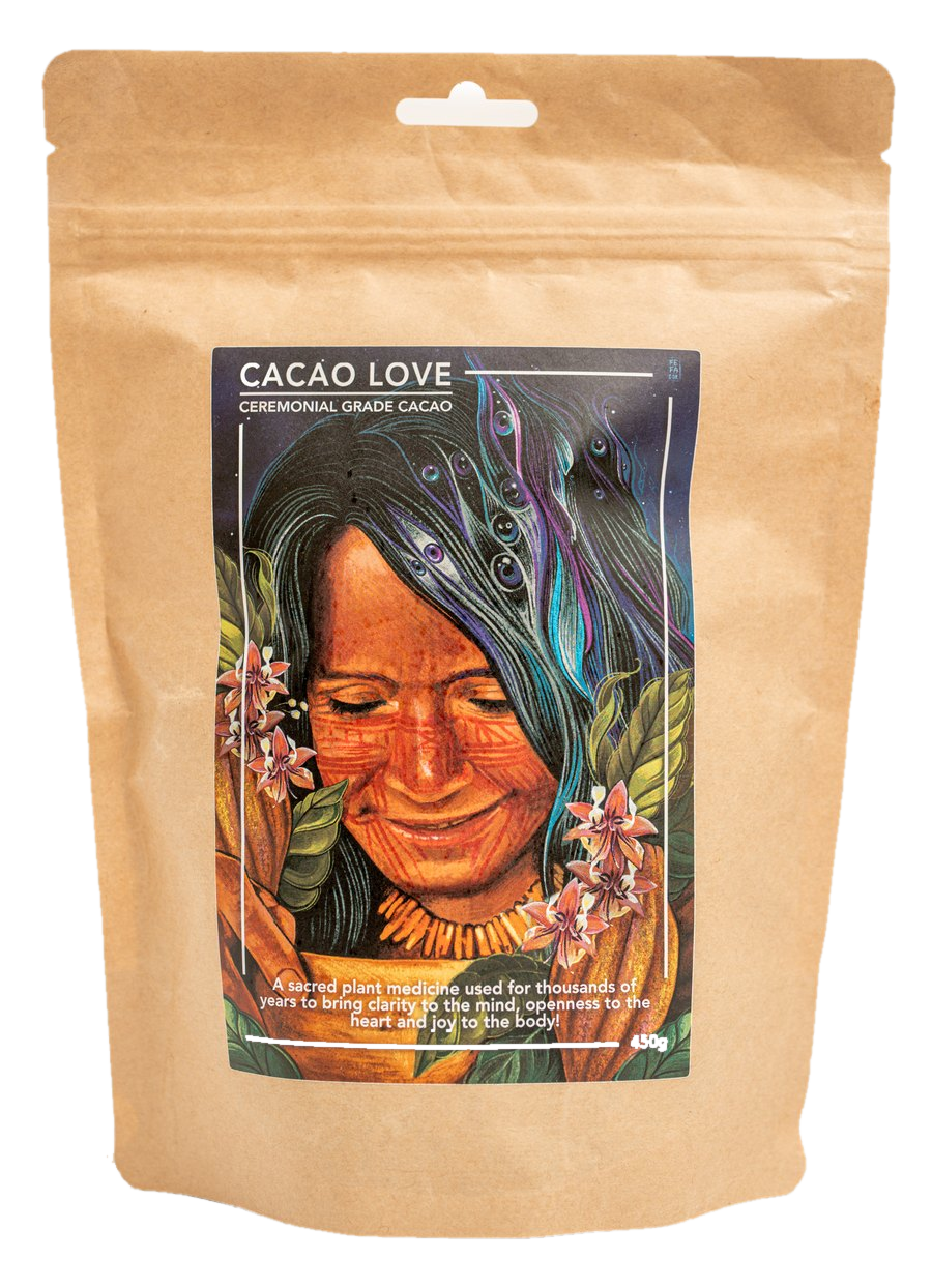 A 450g bag of Cacao Love ceremonial grade cacao