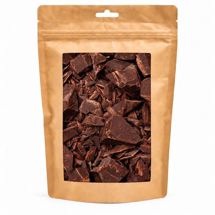 Pieces of ceremonial grade cacao in the shape of the bag